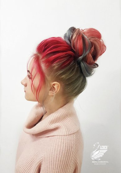 Прическа на свадьбу Пучок такой разный (L21502) - Стилист по причёскам LEBED